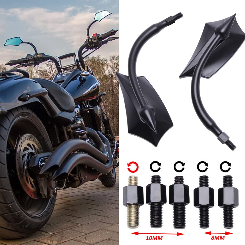 JMTBNO Universal 8MM 10MM Motorcycle Mirrors Rear View Black Compatible with Street Bike Sports Bike Chopper Cruiser Touring - Image 5